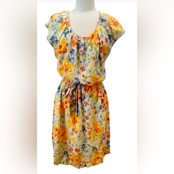 LC Lauren Conrad Floral Mini Dress - Yellow and Blue - Picture 1 of 5